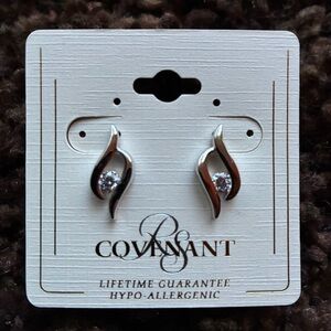 NEW Silver Earrings with Crystal Accents